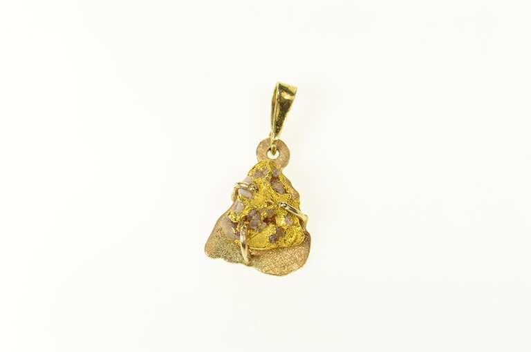 10K Yellow Gold Retro Raw Cluster Textured Nugget Pendant