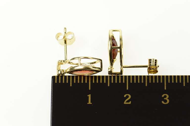14K Yellow Gold Marquise Garnet Diamond Accent Stud Earrings