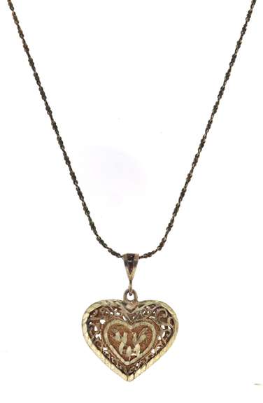 Vintage Sterling Silver Heart Shaped Pendant on Chain