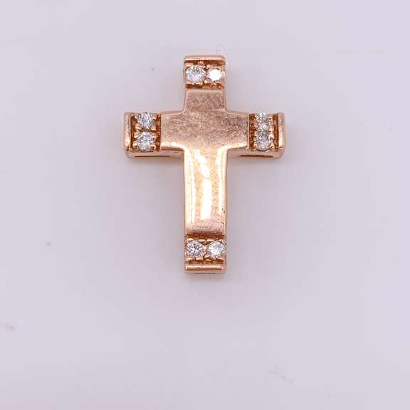 14kt Rose Gold & Diamond Cross Pendant