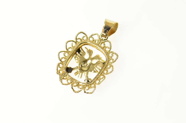 14K Yellow Gold Double Headed Eagle Russian Heraldry Pendant