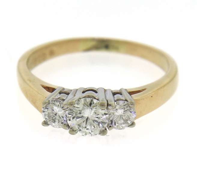 Impressive Yellow  Gold 3 Diamond Ring