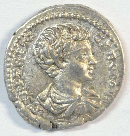 Scarce Near Mint Geta Roman Silver Denarius, 209-212 AD