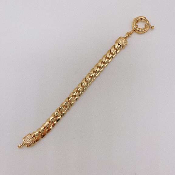 Fancy Italian Made 18kt Gold Plated Greek Key Design Bracelet
