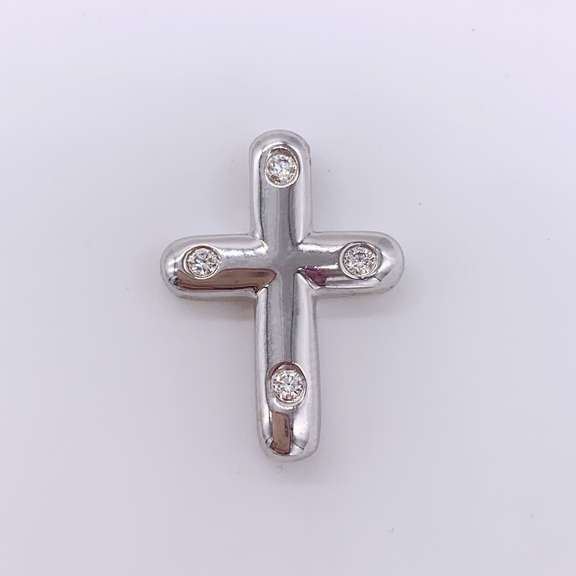 14kt White Gold & Diamond Cross Pendant