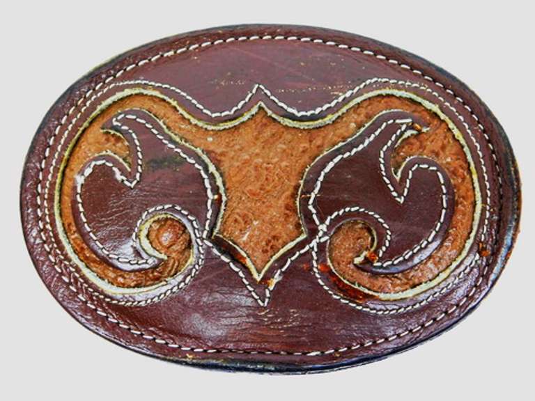 Tony Lama Leather Belt Buckle