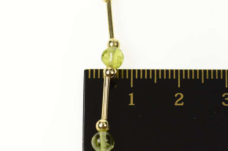14K Yellow Gold 4.6mm Peridot Beaded Bar Link Chain Necklace