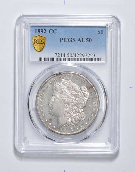 AU50 1892-CC Morgan Silver Dollar - Graded PCGS