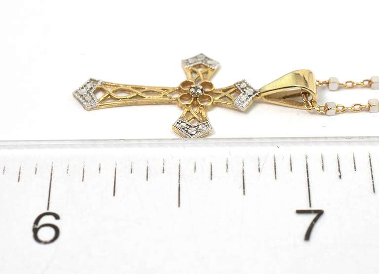 Gorgeous Filigree Cross Necklace in 2-Tone Gold