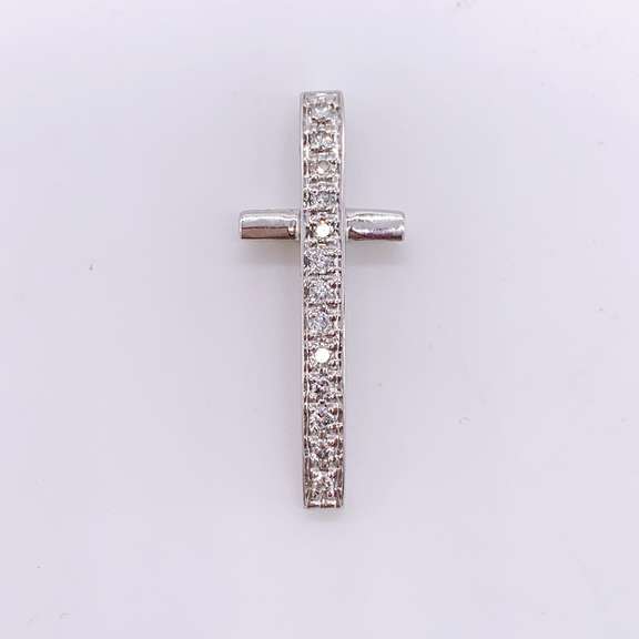 14kt White Gold & Diamond Cross Pendant