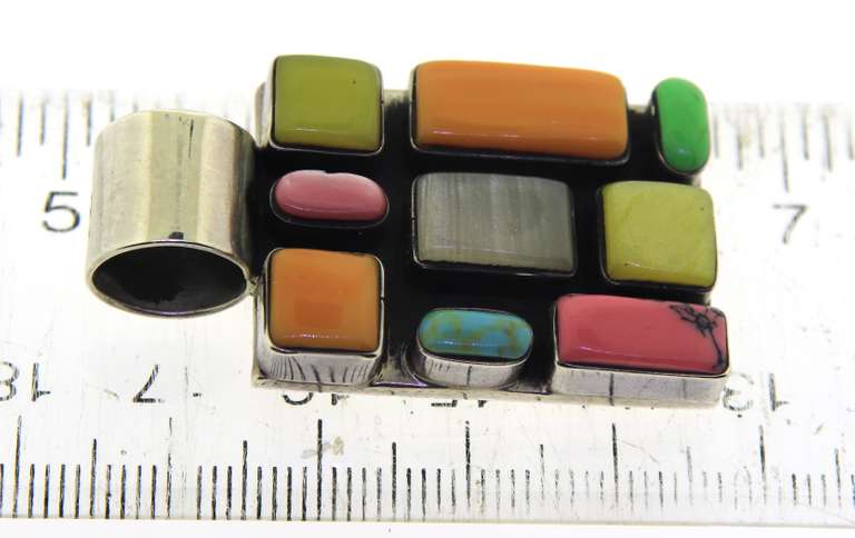 Sterling Silver Mexico Multi Gemstone Pendant