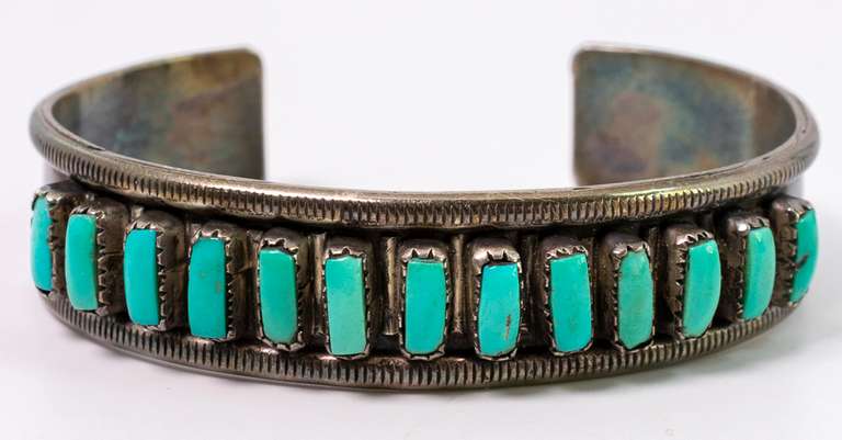 Bold Turquoise Bar Cuff in Sterling Silver