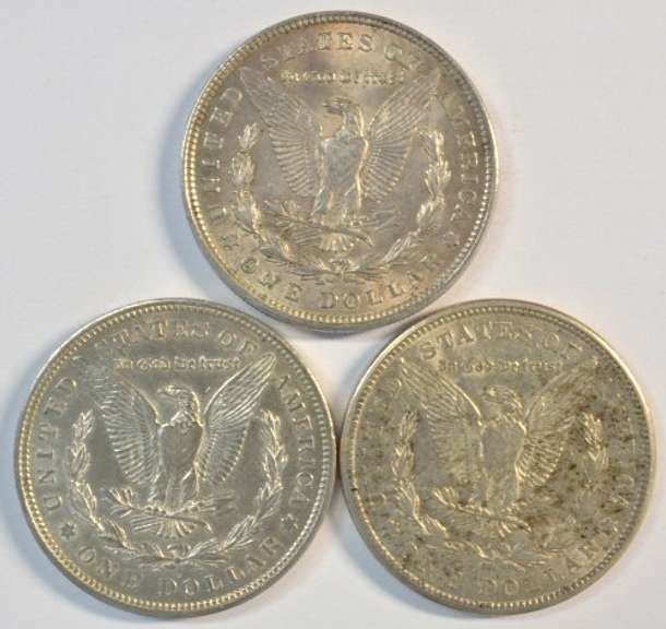 Very nice 1921 P-D-S Morgan Silver Dollars. Last year issue