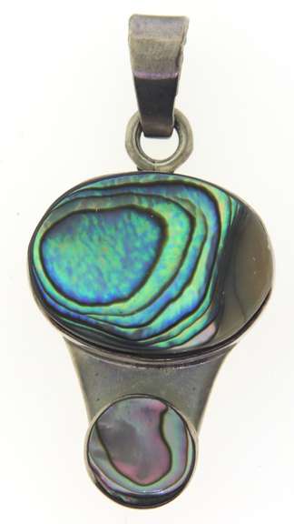 Sterling Silver Mexico Signed Abalone Pendant