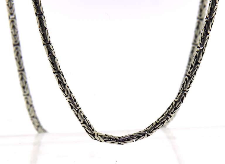 Vintage Sterling Silver Byzantine Chain Necklace