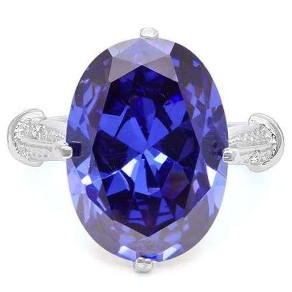 STERLING SILVER OV 13*18 MM LAB TANZANITE WOMEN RING
