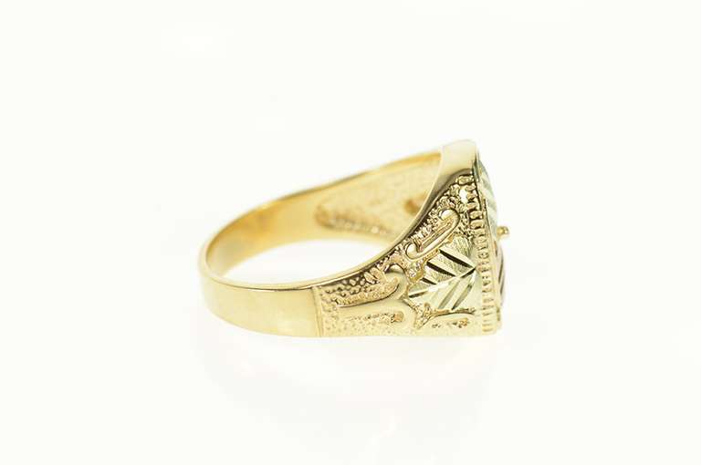 10K Yellow Gold Black Hills Leaf Cluster Men's Statement Ring
