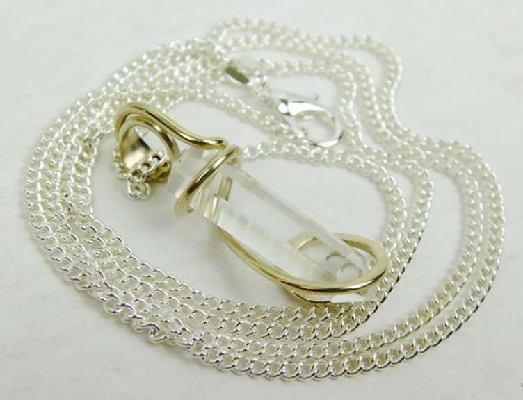 Sterling Silver Crystal Prism Pendant & Chain