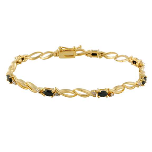 18K Gold over Sterling Silver 2.35ct Sapphire & Diamond Accent Swirl Bracelet