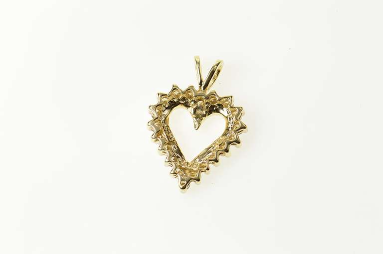 10K Yellow Gold Diamond Classic Heart Love Symbol Pendant