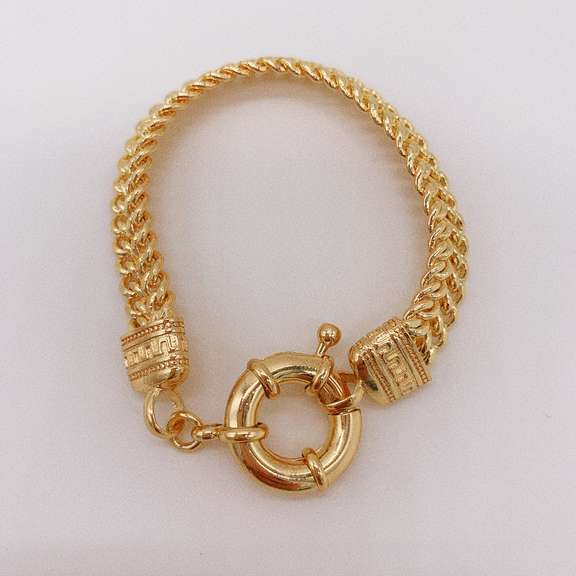 Fancy Italian Made 18kt Gold Plated Greek Key Design Bracelet