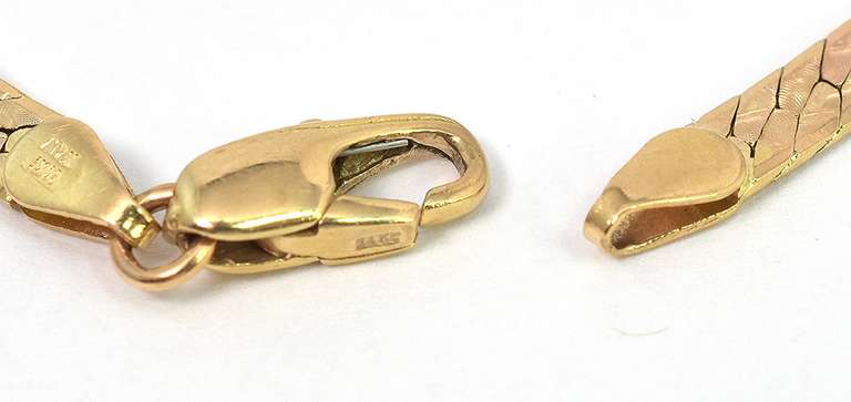 Sleek Curb Oval Chain Bracelet in 14KT Tri-Tone Gold