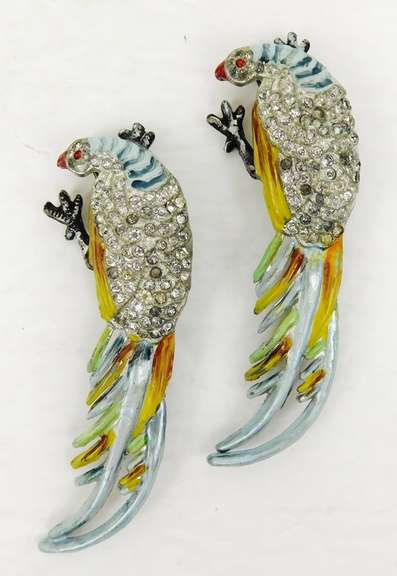 Early Designer Pair of Parrot Pins