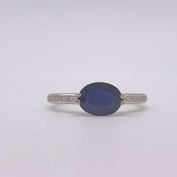 14kt Gold, Blue Sapphire, & Diamond Cocktail Ring