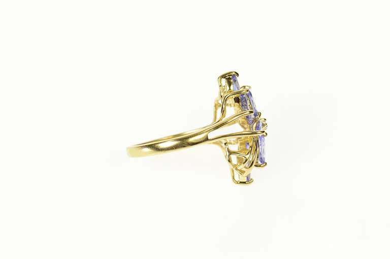 14K Yellow Gold Marquise Tanzanite Diamond Accent Cluster Ring