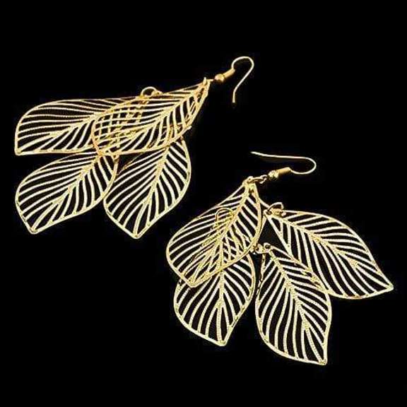 LEAF DROP SHAPE DANGLE GERMAN SILVER EARRINGS