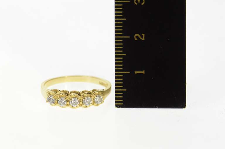 14K Yellow Gold Five Stone Classic Travel Wedding Band Ring