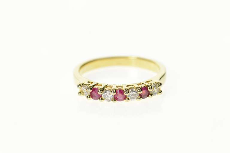 Gold Plated Classic Syn. Ruby CZ Wedding Band Ring