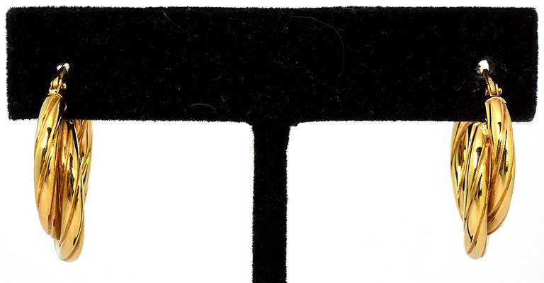 Twisted Double Hoop Earrings in 18KT Yellow Gold