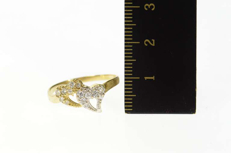 10K Yellow Gold Two Tone Pave Diamond Heart Love Promise Ring