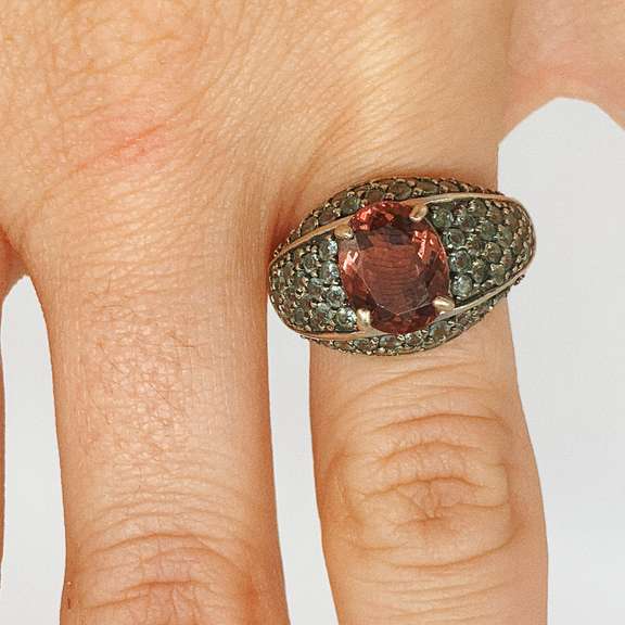 Rare Beautiful Green Amethyst Cocktail Ring in 10kt Solid Gold