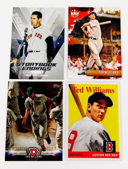 4 Ted Williams Baseball Cards