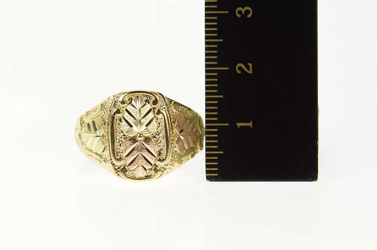 10K Yellow Gold Black Hills Leaf Cluster Men's Statement Ring