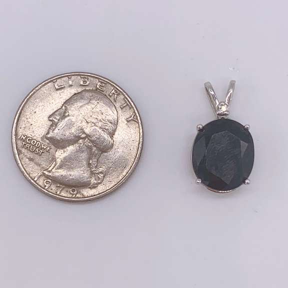 Large Sapphire & Diamond Pendant in Solid Gold