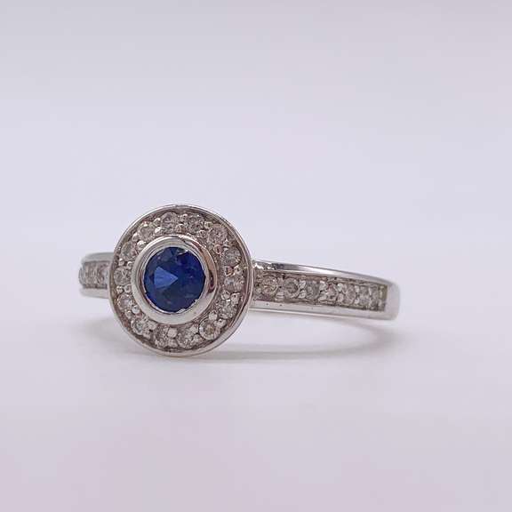 14kt Gold, Blue Sapphire, & Diamond Cocktail Ring