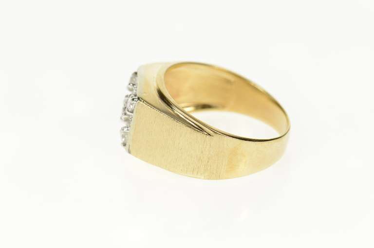 10K Yellow Gold 1/3 Ctw Squared Retro Men's Diamond Wedding Ring