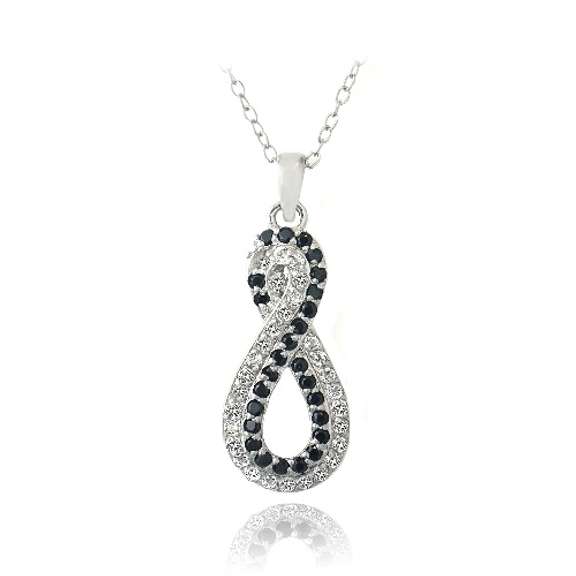 Sterling Silver Black Spinel & White Topaz Infinity Necklace