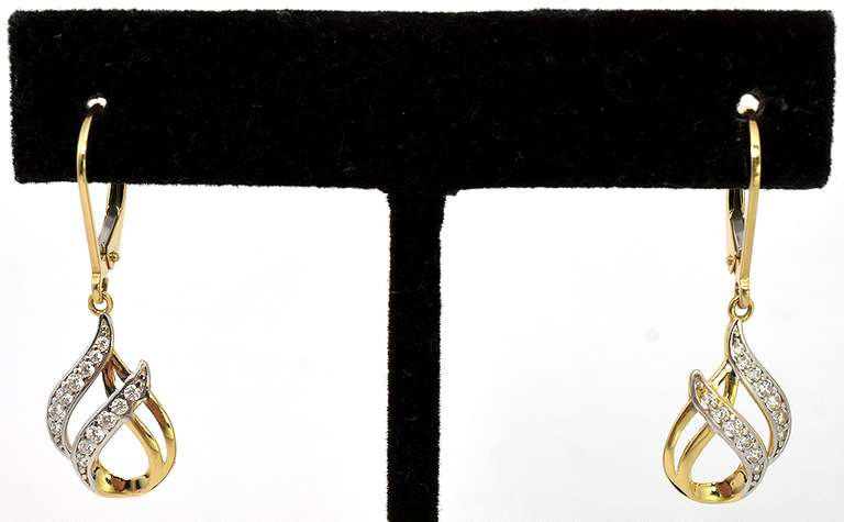 Sparkling CZ Dangle Earrings in 14KT Yellow Gold