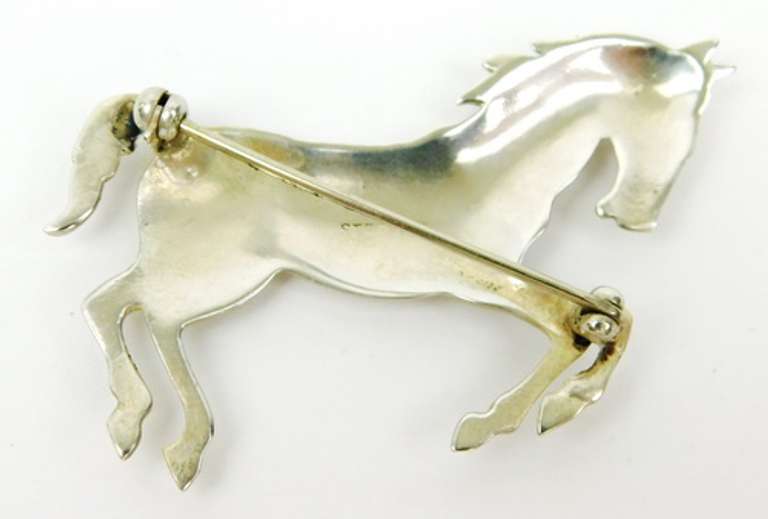 Vintage Sterling Silver Galloping Horse Brooch