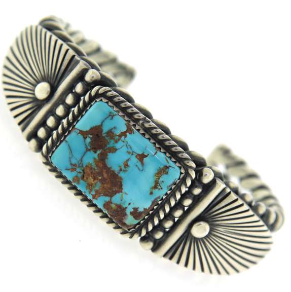Vintage Turquoise Cuff Bangle in Sterling Silver
