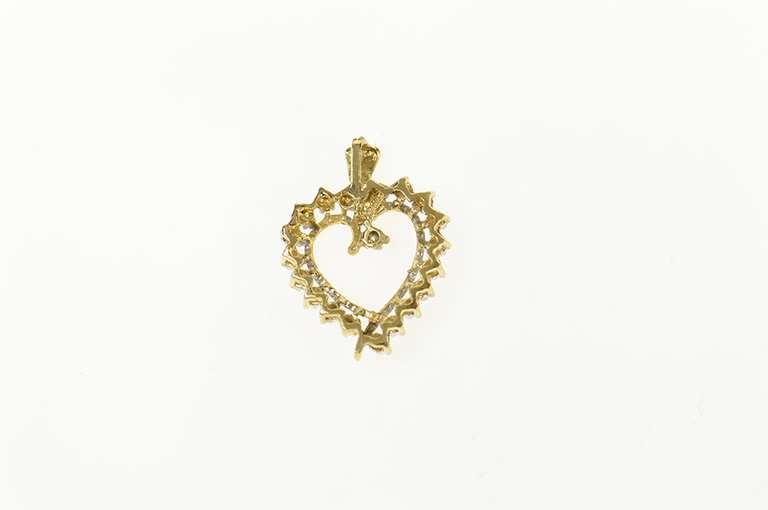 10K Yellow Gold Diamond Inset Curvy Wavy Heart Love Pendant