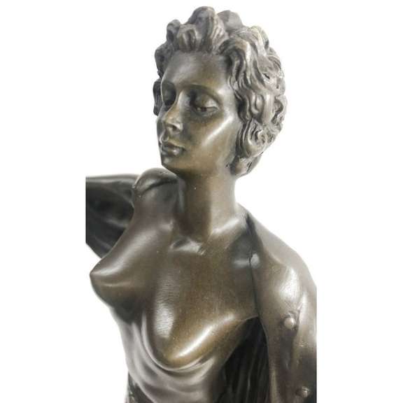 Art Nouveau Nude Woman Awakening Bronze Sculpture