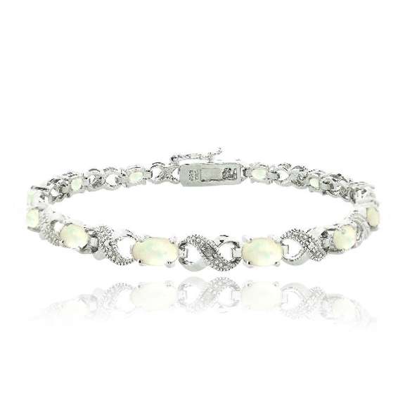 3ct Created Opal & Diamond Accent Infinity Bracelet