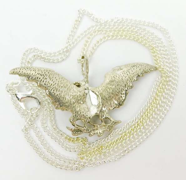Detailed Carved Sterling Eagle Pendant & Chain