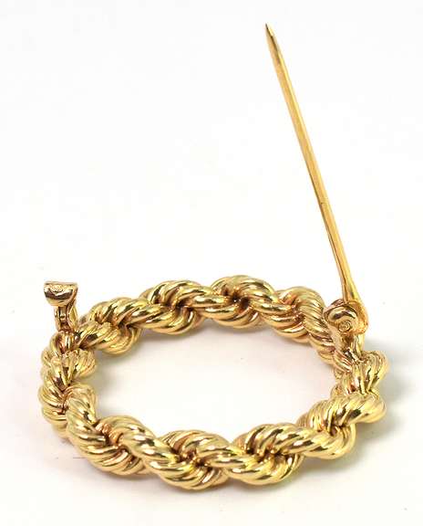 Circular Rope-Style Brooch in 14KT Yellow Gold