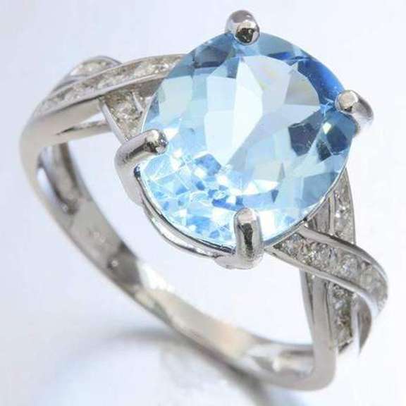 5.59 CT BABY SWISS BLUE TOPAZ & DIAMOND 925 STERLING SILVER RING